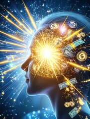 Creative mind with ideas and money concepts.