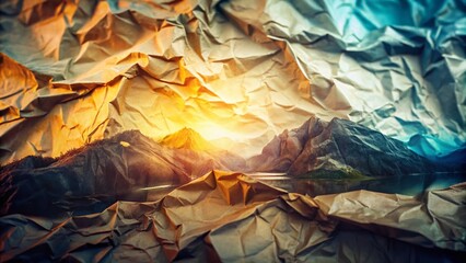 Crumpled Paper Texture Banner Background Double Exposure Photography - Abstract Art Design