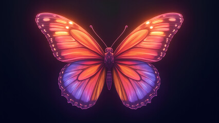 Vibrant Butterfly with Colorful Wings on Dark Background