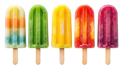 Colorful ice cream popsicle on a white background with a sweet and refreshing look