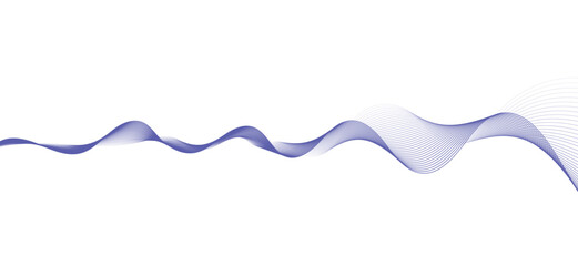 Smooth flowing dynamic blue wave lines isolated on white background. Technology, digital, communication, science, music concept vector background illustration