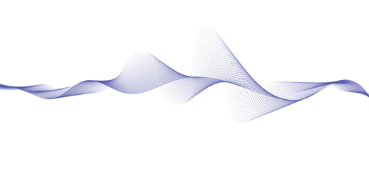 Smooth flowing dynamic blue wave lines isolated on white background. Technology, digital, communication, science, music concept vector background illustration