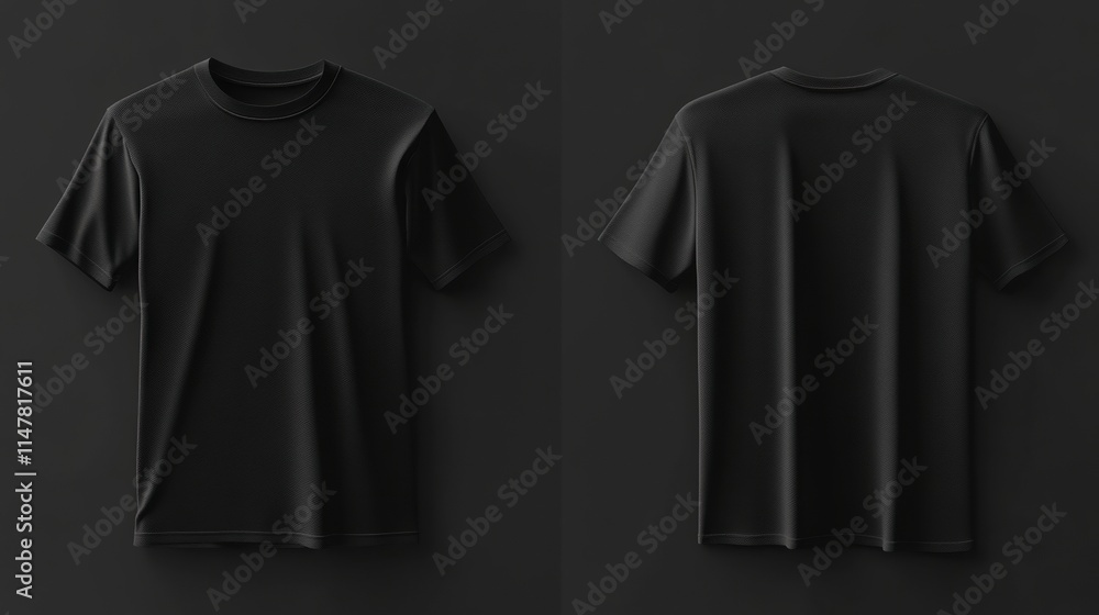 Fototapete mockup of a plain black t shirt template suitable for text placement and design customization. gener