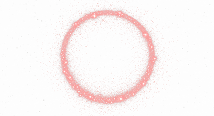 red glitter circle with red sparkles with star dust isolated on transparent background.