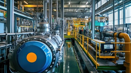 Fototapeta premium Manufacturers adopt clean energy solutions, integrating renewable systems into industrial processes