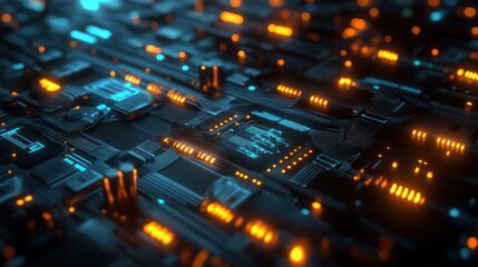 Obraz premium Abstract Circuit Board: Futuristic Technology Design