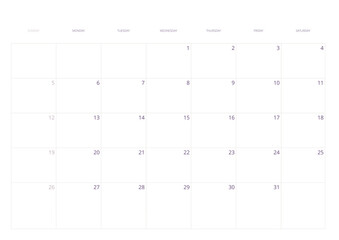 White Cream Purple Aesthetic Floral Watercolor Illustration Year 2025 Wall Calendar | Digital & Printable