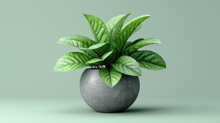 A decorative plant in a round concrete pot, enhancing interior aesthetics.