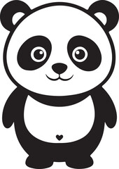 Cute panda silhouette vector illustration isolated on white background.