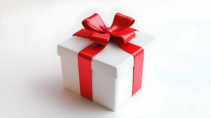 Obraz premium 3D Render White Gift Box Red Bow