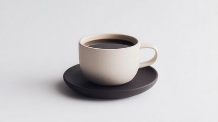 Modern Ceramic Coffee Cup on Minimalist Saucer