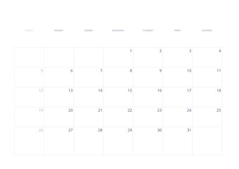 White Cream Purple Aesthetic Floral Watercolor Illustration Year 2025 Wall Calendar | Digital & Printable