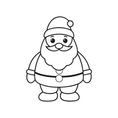 Santa Claus line art vector on white background