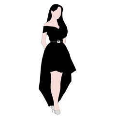 Shadow of a woman wearing a black dress.
