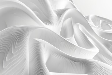 Abstract white 3D flowing curves.