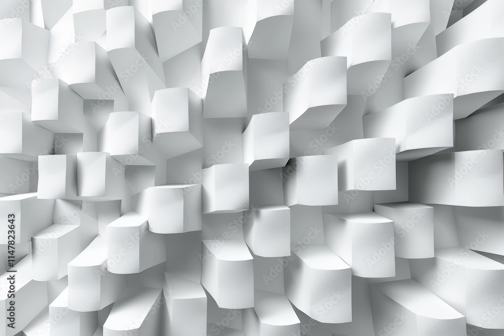 Poster abstract white 3d geometric background with cubes and rectangular shapes.