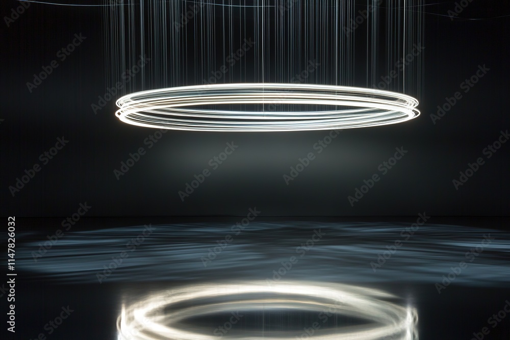 Aufkleber suspended glowing ring of energy creating concentric patterns over reflective surface