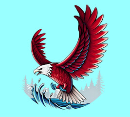 Obraz premium Majestic Red Eagle On hill