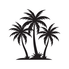 Set of palm tree Silhouette vector  illustration