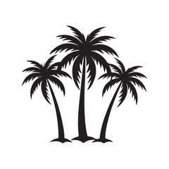 Set of palm tree Silhouette vector  illustration