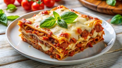 Delicious Lasagna Top View, Food Photography, Italian Cuisine, Pasta Dish, Recipe Image, White Plate, Homemade Lasagna, Overhead Shot,  Gourmet Food, Restaurant Food, Food Styling, 
