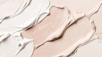 Obraz premium Creamy Beige and White Textured Paint Strokes - Minimalistic Abstract Art Background