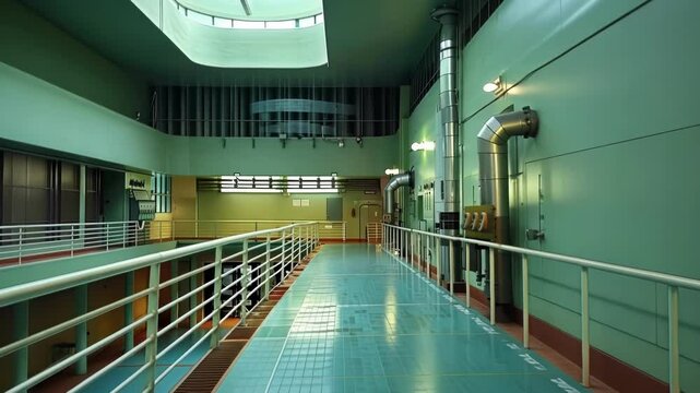 A guided tour through a mock nuclear power plant with stops at key areas to learn about neutron moderation in action.