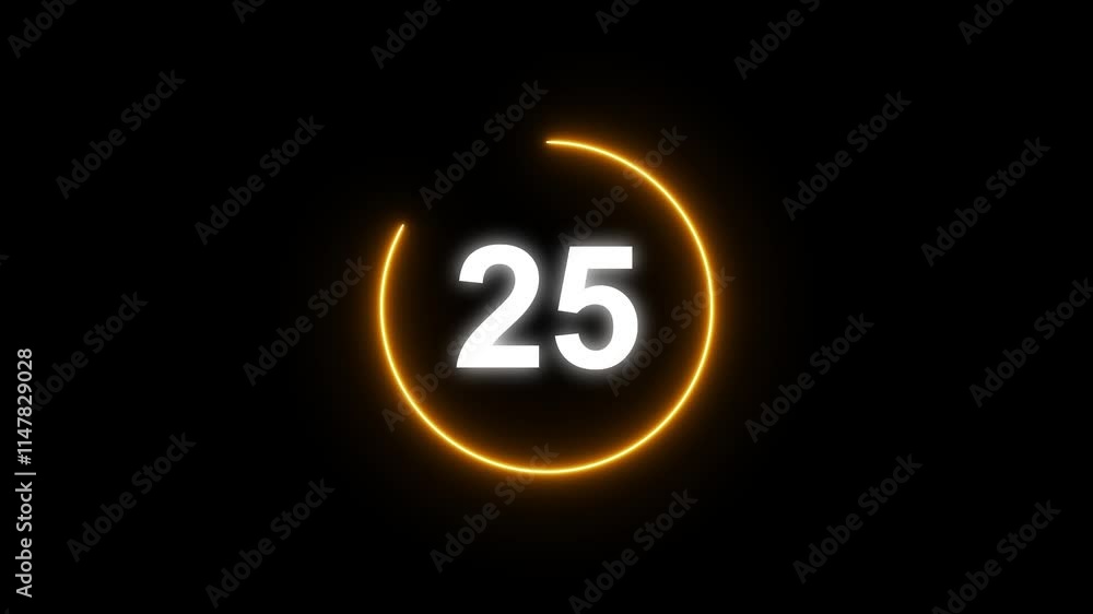Poster 30 seconds countdown timer animation, 30-0 counting down seconds neon number