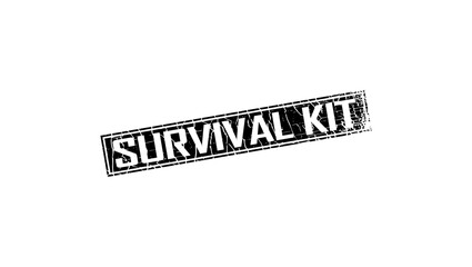 Survival kit stamp, black isolated silhouette