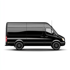 Black cargo van isolated on white background. (1)