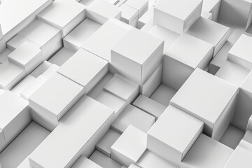 Abstract white cubes pattern, geometric background, 3d render.