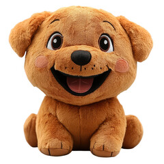 Plush black dog toy with smiling expression, transparent PNG for product advertising