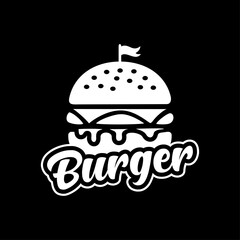 Burger logo vector illustration template, black and white, simple letter emblem