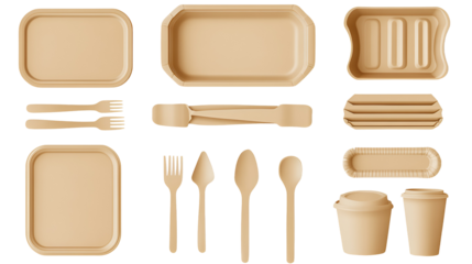 EcoFriendly Disposable Food Containers and Utensils Set