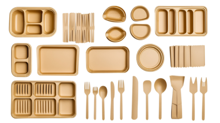 EcoFriendly Disposable Food Packaging Plates, Trays, Cutlery Set
