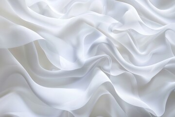 Obraz premium Abstract white fabric texture with flowing, wavy folds.