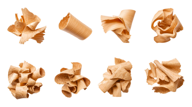 Wood Shavings Abstract Art, Curled, Twirled, Pencil Shavings, Light Brown, Texture, Isolated, Black 