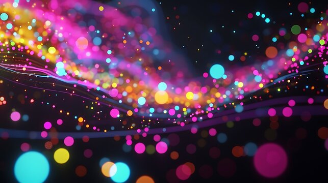 A modern digital scatter plot with vibrant data points scattered across the screen.