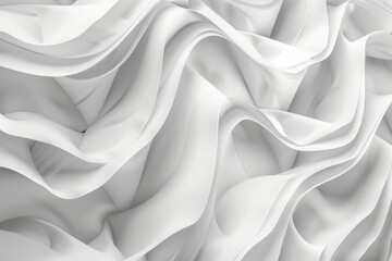 Fototapeta premium Abstract white fabric waves, flowing textile texture.