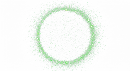 green glitter circle with sparkles with star dust isolated on transparent background