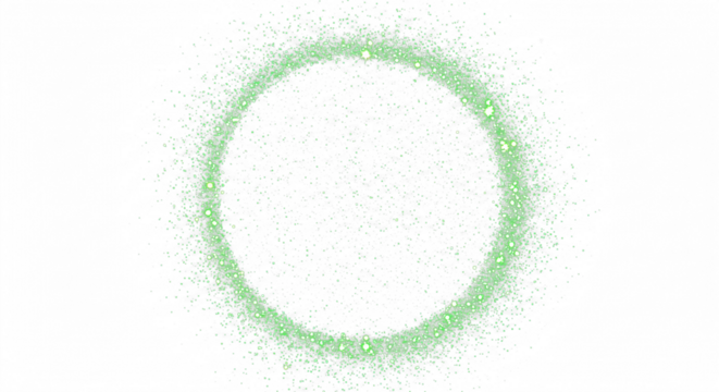 green glitter circle with sparkles with star dust isolated on transparent background