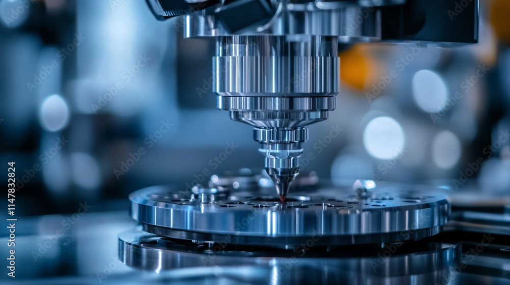 Poster precision machining process in a high-tech manufacturing environment.