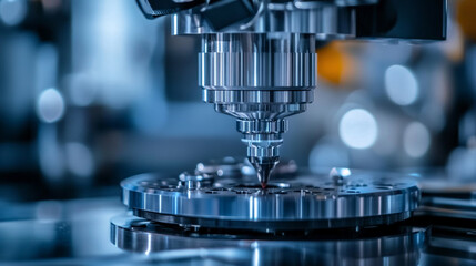 Precision machining process in a high-tech manufacturing environment. 