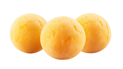 Three Golden Yellow Mango Sorbet Ice Cream Scoops