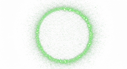 green glitter circle with green sparkles with star dust isolated on transparent background
