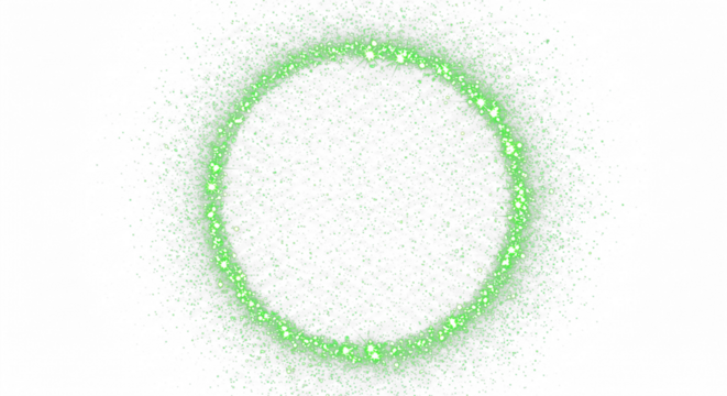 green glitter circle with green sparkles with star dust isolated on transparent background
