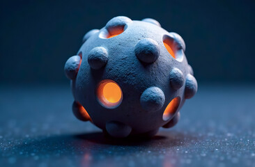 An abstract image of a neutron is a sphere of superdense matter with 12 depressions on its surface, each shaped like a spherical segment with the same radius as the entire neutron.