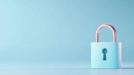 Fototapeta premium Investment security and hedging. A blue padlock against a light blue background symbolizing security and protection.