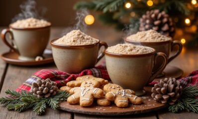 Warm drinks with cookies for winter cheer