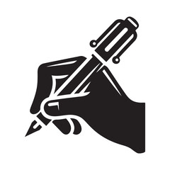 Hand Holding Fountain Pen Illustration for Calligraphy Material Designs
